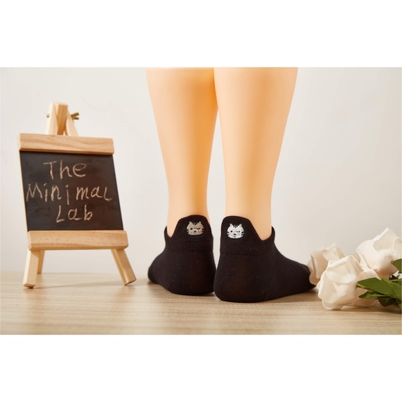 Cat Lover Gift Set Premium No Show High Ankle Cotton Socks Cute Cat Embroidery - Picture 9 of 12
